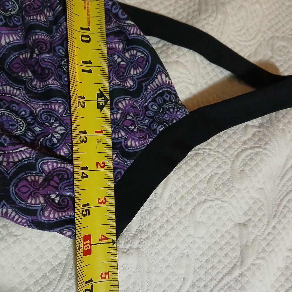 Prana Dress Women's Size Medium Black Purple Active Floral Shelf Bra Racerback - Picture 5 of 12